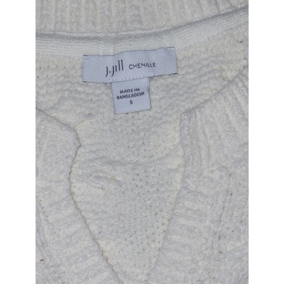 J.Jill Chenille Cable Knit Sweater | Soft Cream | Rustic Cozy Layer | Size S - Picture 4 of 6
